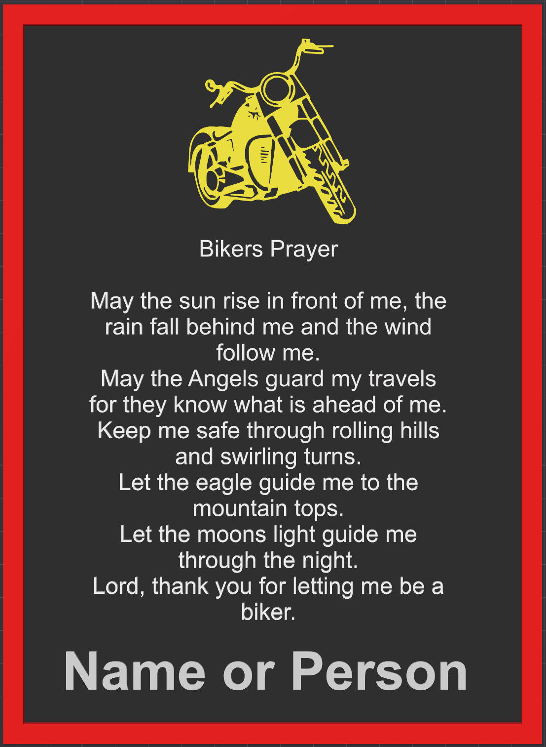 Personalized Biker Plaque | Motorcycle Pray with customized Name | Gift for a Biker | Gift for Biker Family | Biker Cave Decor - Shire 3D
